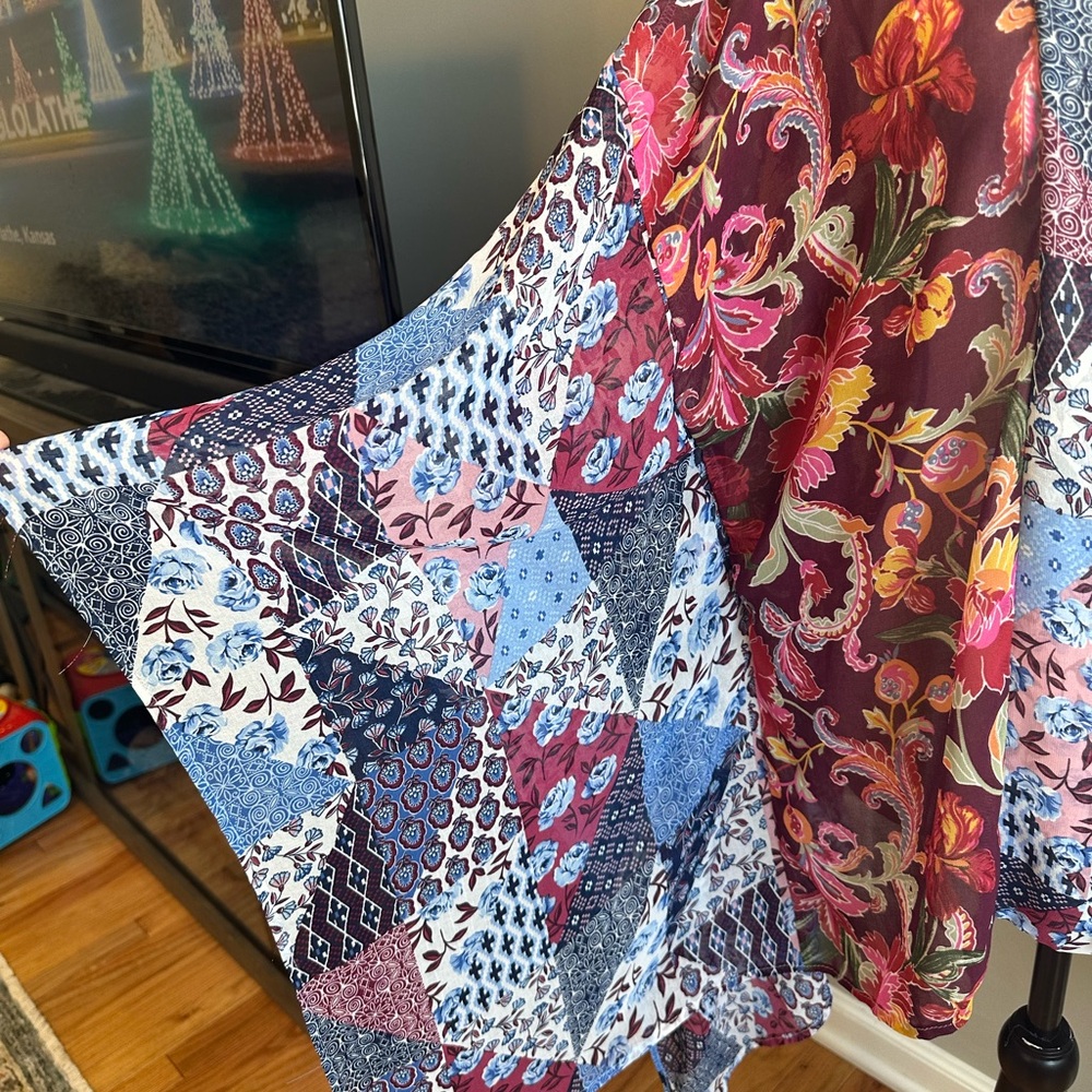 Athropologie Maronie Bohemian Patchwork Mixed Pattern Kimono GORGEOUS free size